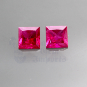 RUBY .66ctw Princess 4mm Pair RU035