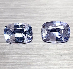 Sapphire 2.48cts Cushion 7.4x5.5 (pair) "Ice Blue" SA296