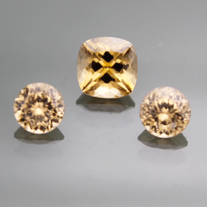 Zircon 6.98ctw 8mm Cushion and 6.5mm Round Champagne-Trio BOS211