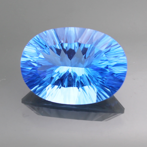 Quartz 10.77ct Oval 18x13 Concave Blue Hydrothermal (Lab) BOS358
