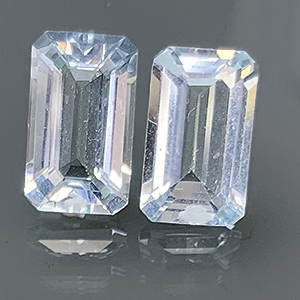 AQUA 3.70ct Emerald Cut 10x6 Pair BOS294