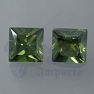 SAPPHIRE .91ct Princess 4 Green (Pair) GRS031