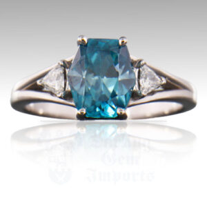 Zircon 2.90ct Fancy Cushion (.24ctw Dia.) 14K WG Ring FIN010