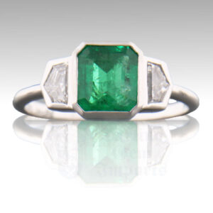 Emerald 1.07ct Octagon (.38ctw LGD Cadillac) 14K WG Ring FIN026