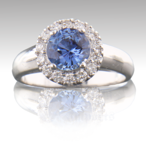 Sapphire 1.41ct Round 14K YG Halo Ring FIN042