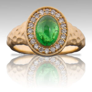 Tsavorite Garnet 2.36ct Cabochon 14K YG Ring FIN066