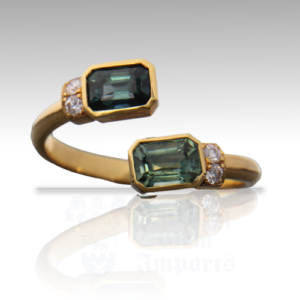 Teal Sapphire 1.51ct Emerald Cut 14K WG "Day & Night" Ring FIN038