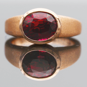 Garnet 3.03ct Oval 14K RG Ring FIN052