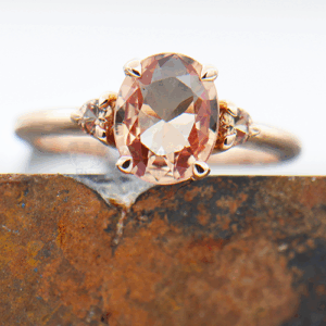 "Peach" Sapphire 1.83ct Oval 14K RG Ring FIN046