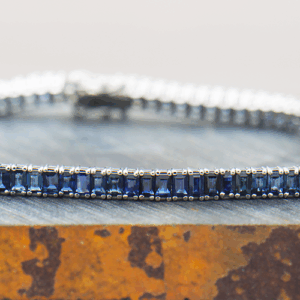 Sapphire 7.22ctw Baguette 14K WG Bracelet FIN053
