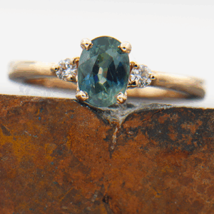 Teal Sapphire 1.40ct Oval 14K RG FIN062