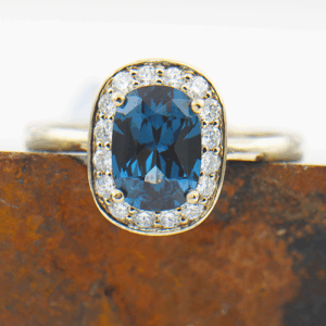 Blue Spinel 1.67ct Antique Oval 14K WG Ring FIN063