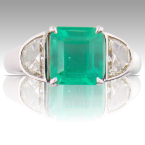 Emerald 2.59ct Emerald Cut (.46ct HM Diamond) 18K WG Ring FIN071