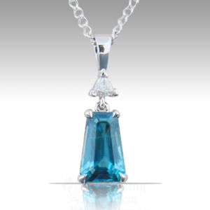 Zircon 4.35ct Coffin (.12ct Diamond) 14k WG Pendant and Necklace FIN072